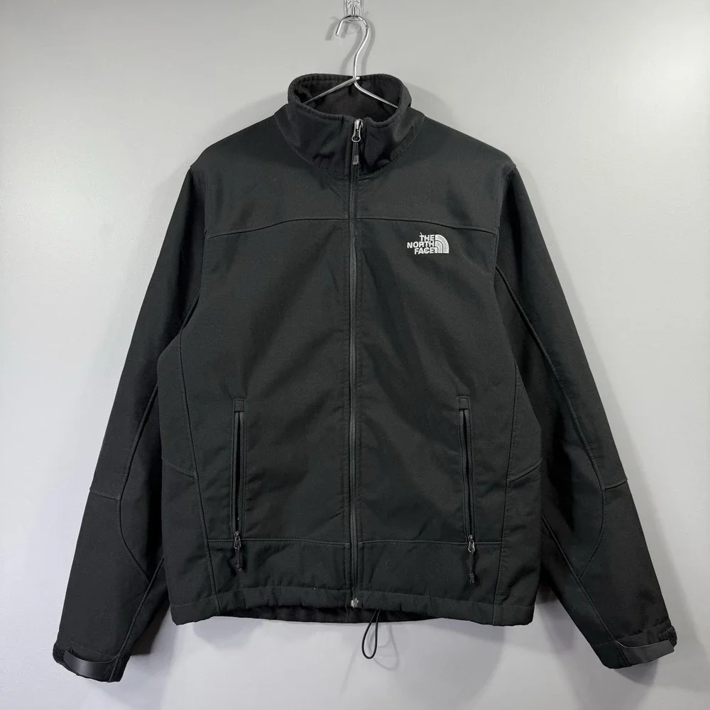 The North Face Jacket Mens Medium Black Softshell Fleece Lined Full Zip Outdoor